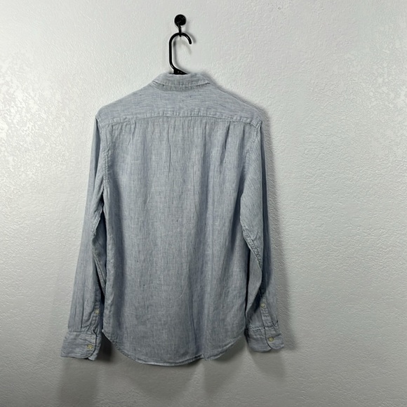 J. Crew Linen Button Down Shirt Mens Sz M Long Sleeve Striped Slim Fit Preppy - Picture 7 of 8
